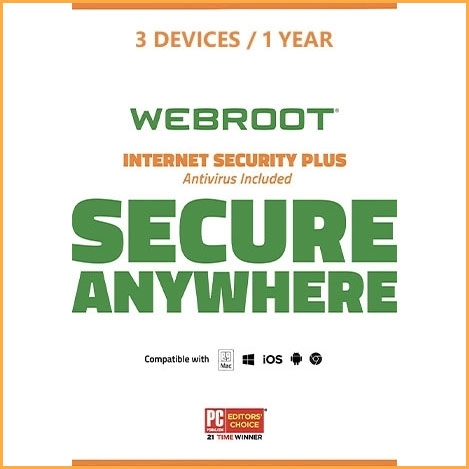 Webroot SecureAnywhere Internet Security Plus - 3 Devices - 1 Year